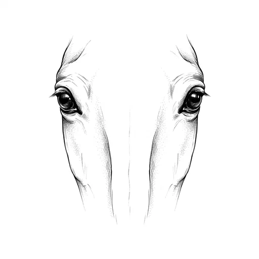 Minimalist Ink Illustration of Horse Eyes