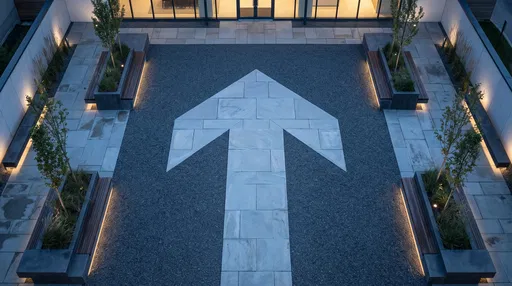 Modern Courtyard With Stone Arrow Pathway