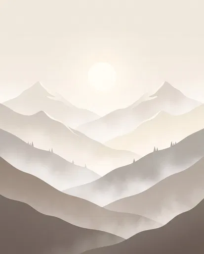 Minimalist Symmetrical Layered Mountain Illustration