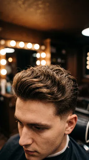 Close-Up of Wavy Chestnut Quiff Hairstyle