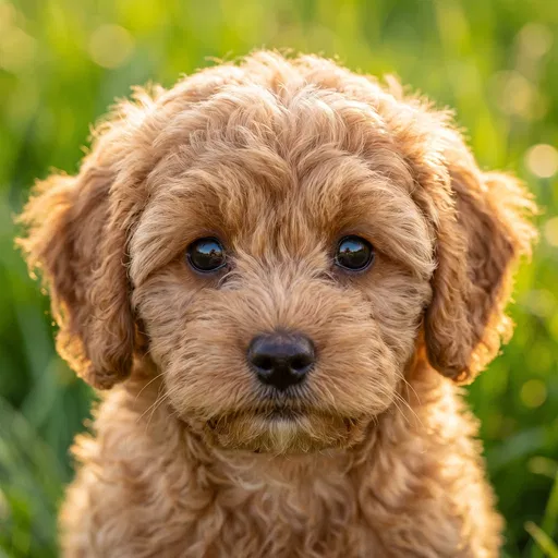 Fluffy Apricot Puppy Close-Up Portrait
