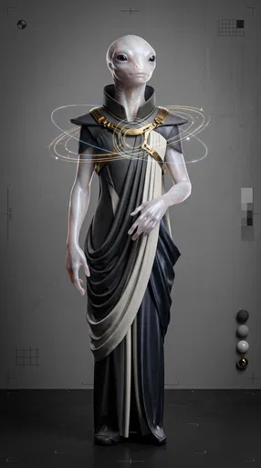 Futuristic Alien Diplomat Full Length Portrait