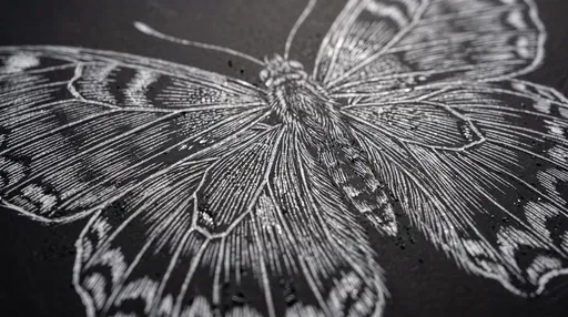 Macro Scratchboard Butterfly Drawing Close-Up