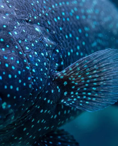 Macro Close-Up of Peacock Grouper Scales