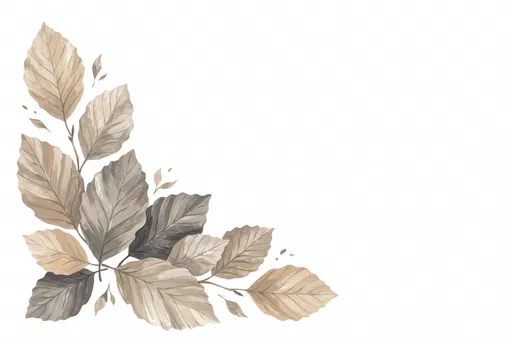 Neutral Gouache Beech Leaves Corner Clipart