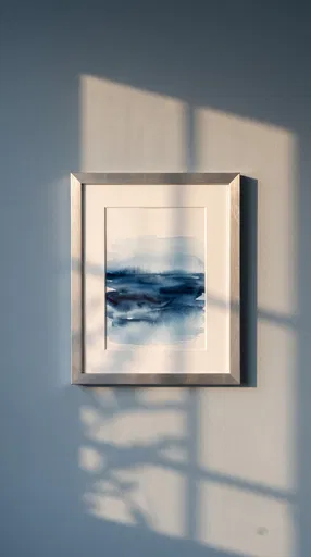 Silver Frame with Blue Watercolor on Wall