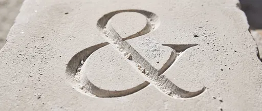 Chiseled Limestone Ampersand Symbol Close-up