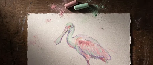 Pastel Drawing of Roseate Spoonbill
