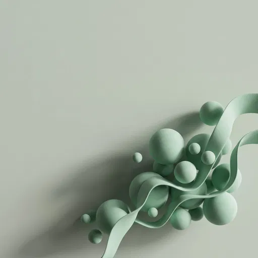 Minimalist Mint Green 3D Spheres and Ribbon