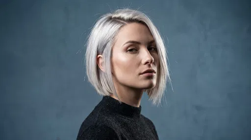 Woman With Platinum Blonde Short Bob