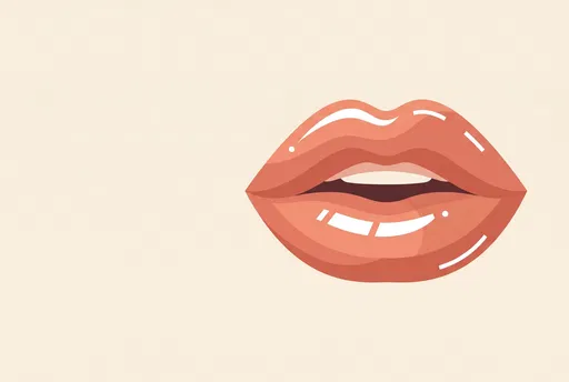 Glossy Coral Lips Vector Illustration