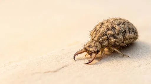 Macro Antlion Larva on Pale Sandstone