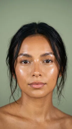 Dewy Skin Beauty Portrait on Green
