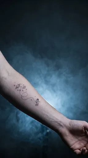 Minimalist Astronaut Forearm Tattoo in Blue Haze