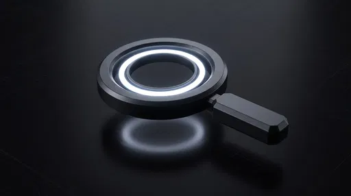 Dark 3D Magnifying Glass Icon with LED