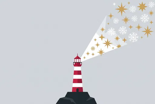 Festive Lighthouse With Star and Snowflake Beam
