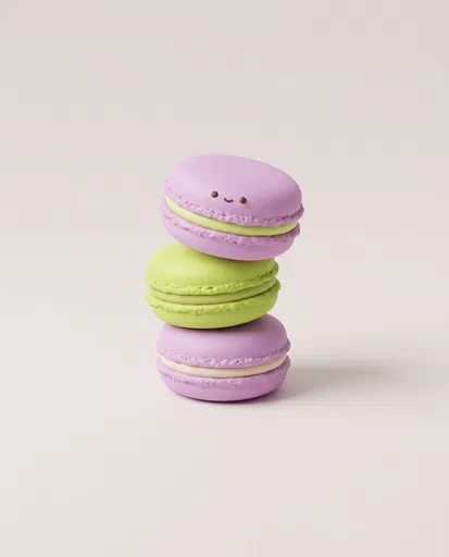Cute 3D Stacked Lilac and Lime Macarons