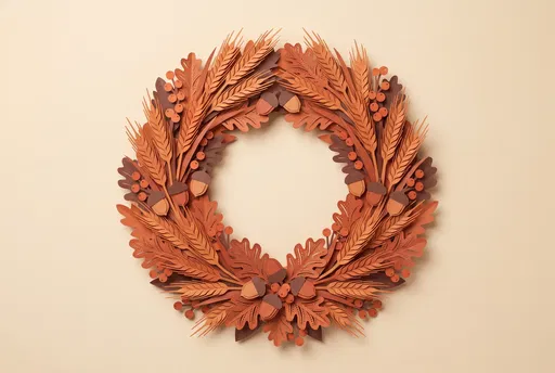 Terracotta Paper Cutout Autumn Harvest Wreath