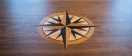 Wooden Marquetry Compass Rose Inlay