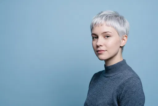 Woman with Platinum Pixie Cut Portrait