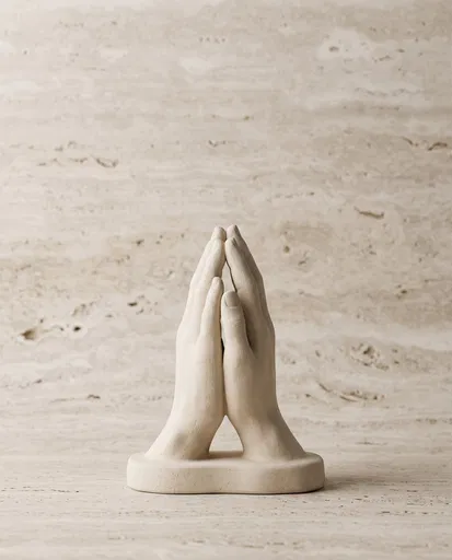 Minimalist Clay Sculpture of Praying Hands