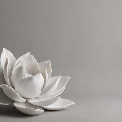 White Porcelain Lotus on Gray Background