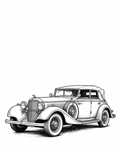 Vintage 1930s Luxury Car Line Art