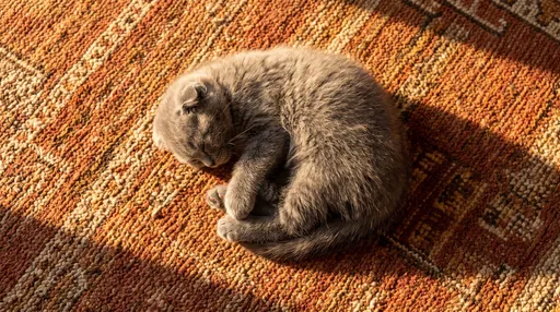 Sleeping Scottish Fold Kitten on Rug