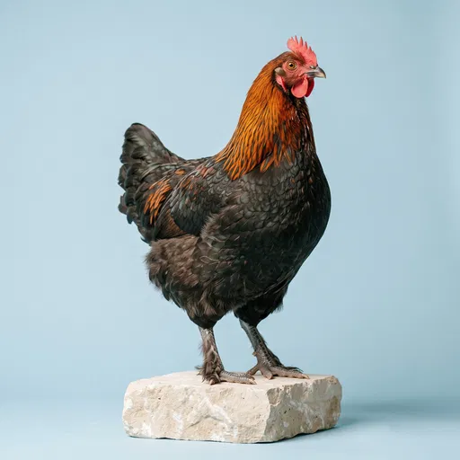 Black Copper Marans Hen Studio Portrait