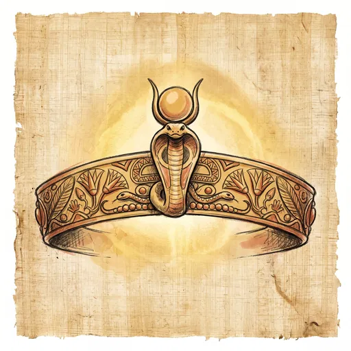 Ancient Egyptian Uraeus Crown Illustration on Papyrus