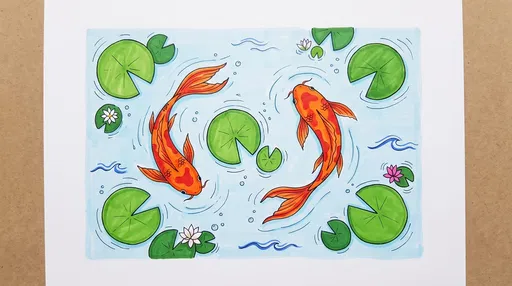 Marker Drawing of Two Koi Fish