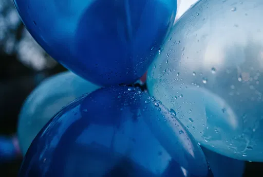 Macro Shot of Wet Blue Balloons