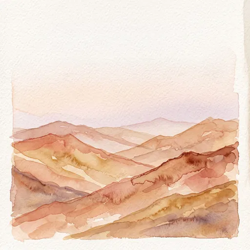 Watercolor Desert Mountain Ridges Background