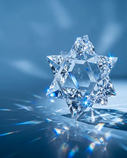 Faceted Crystal Star of David Paperweight