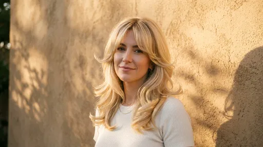 Woman With Voluminous Blonde Blowout in Sunlight