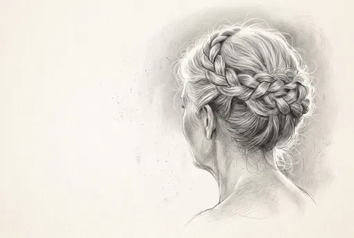 Graphite Sketch of Braided Crown Updo