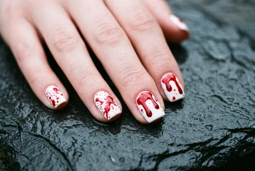 Halloween Blood Splatter Nail Art