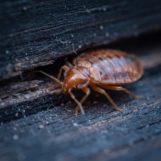 Macro Close-Up of Bed Bug in Crevice