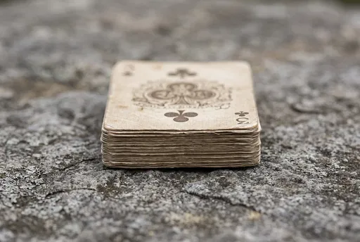 Antique Playing Cards on Weathered Stone