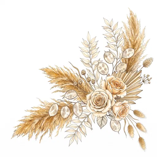 Bohemian Dried Floral Watercolor Clipart