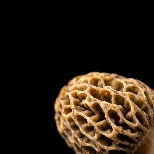 Macro Close-Up of Morel Mushroom Cap