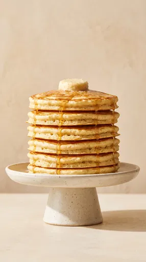 Stack of Golden Pancakes on Pedestal