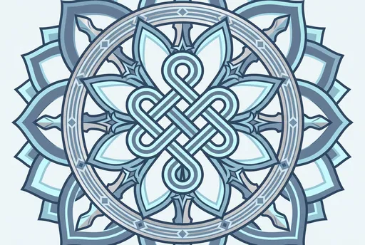 Blue and Silver Dharma Wheel Graphic