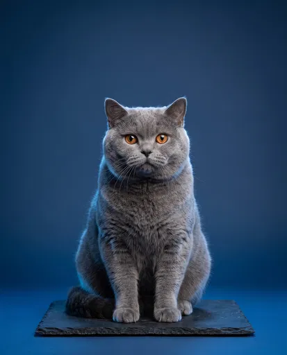 British Shorthair Cat Studio Portrait