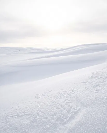 Minimalist Snow Dunes with Foreground Hoarfrost