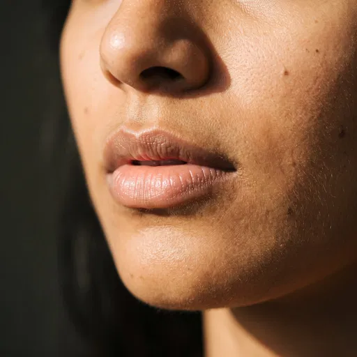 Close-Up of Natural Bare Lips
