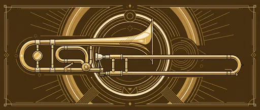 Gold Art Deco Trombone Vector Illustration