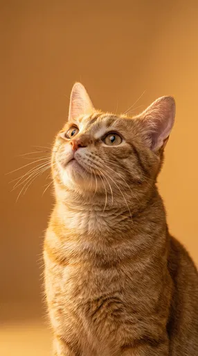 Orange Tabby Cat Looking Upward