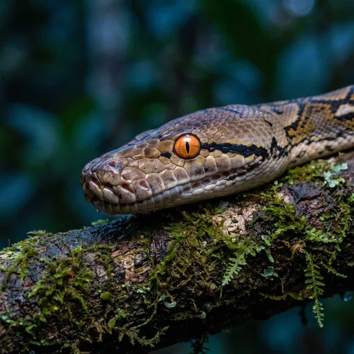 Close-up of Reticulated Python on Branch