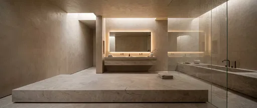 Minimalist Beige Stone Spa Bathroom Sanctuary